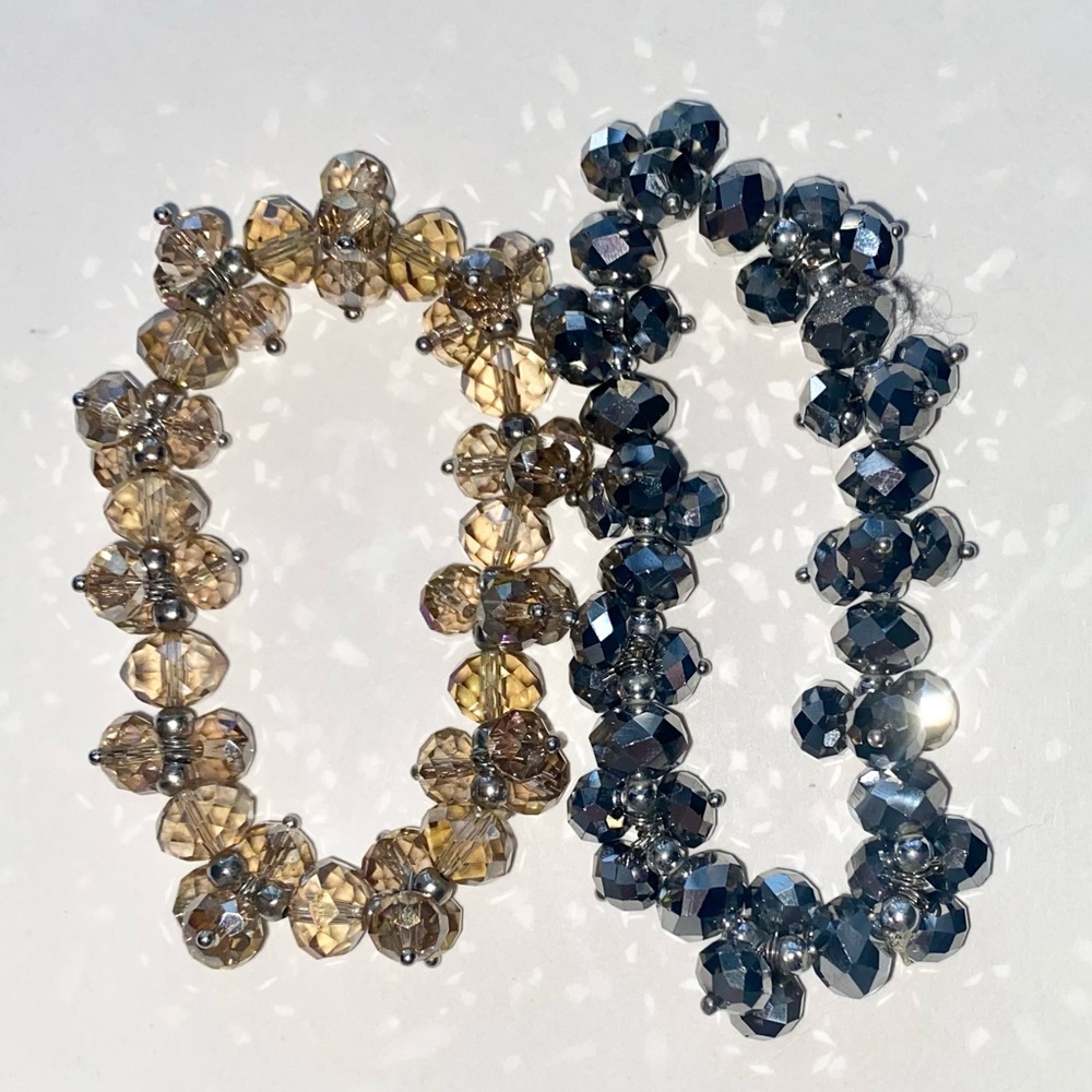 Set of 2 Stretchy Sparkly Beaded Bracelets